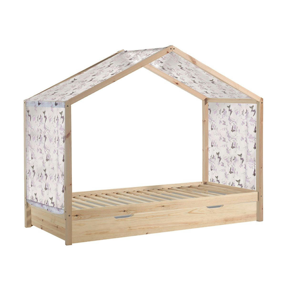 ARKAN - Lit  maison 90x200cm complet en pin massif naturel