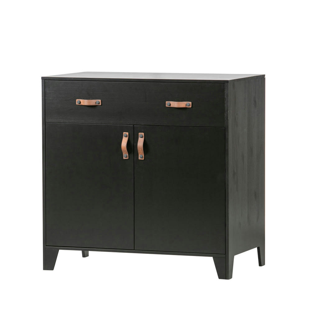 DIAN - Commode pour enfant 2 portes 1 tiroir en pin massif noir