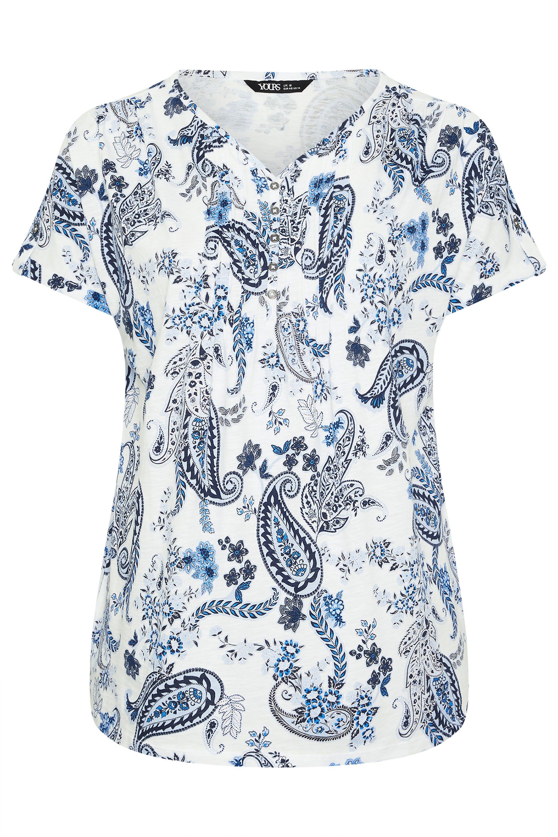 Yours Paisley Pintuck Short Sleeve Top