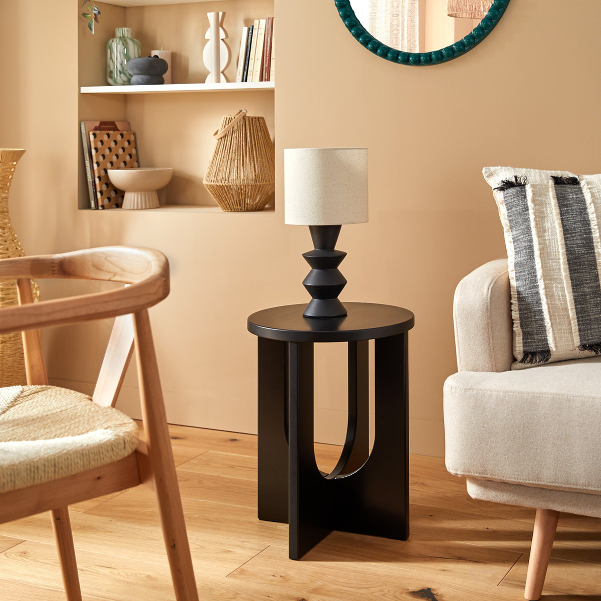 Side table "Bloom" Black, 50.5x40x40 cm