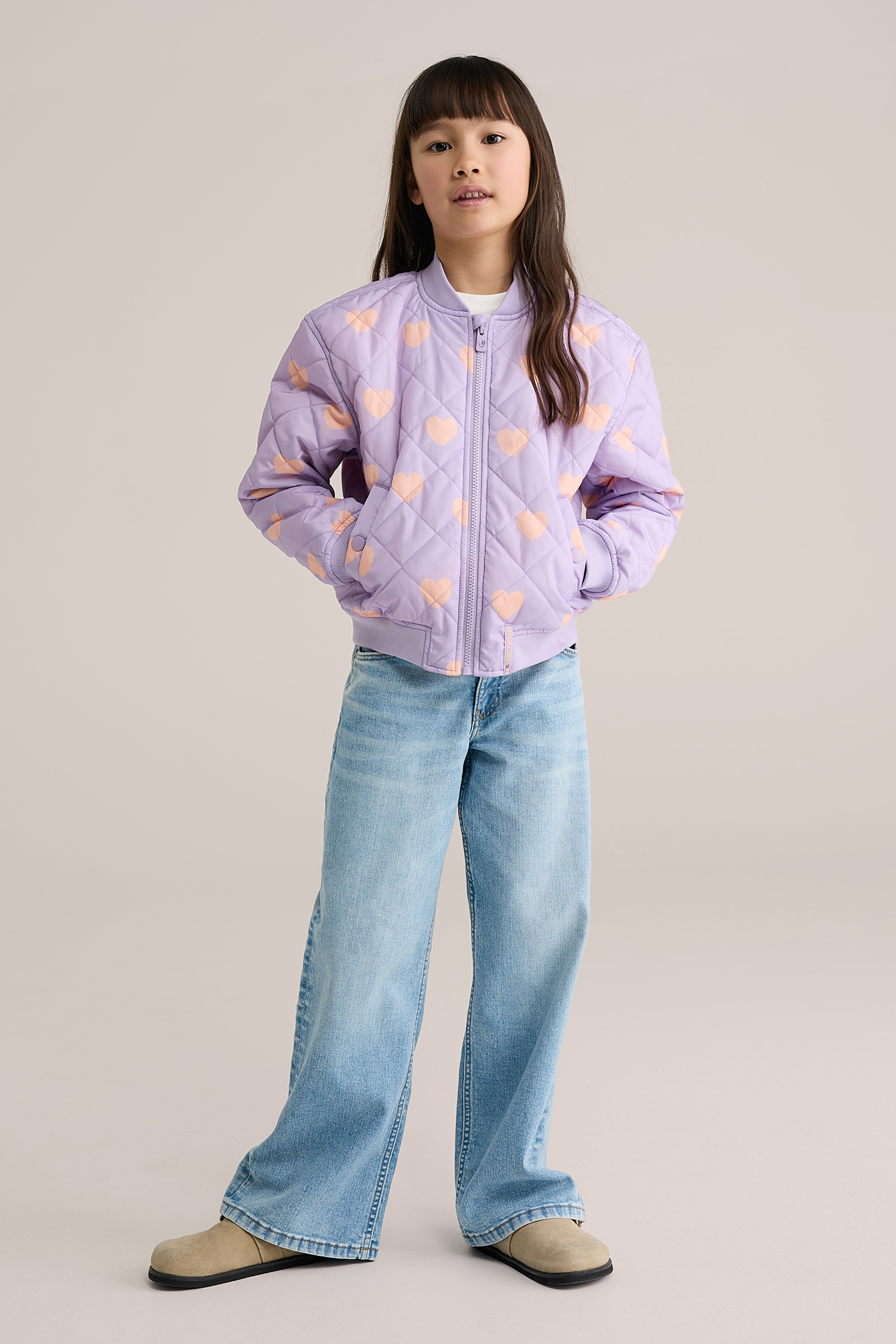 Meisjes bomberjack met print