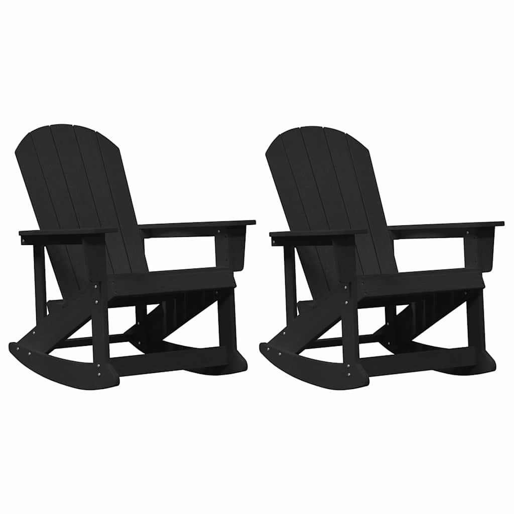 2x Krzesło Ogrodowe Bujane Plastikowe Czarne Fotel Ogrodowy
