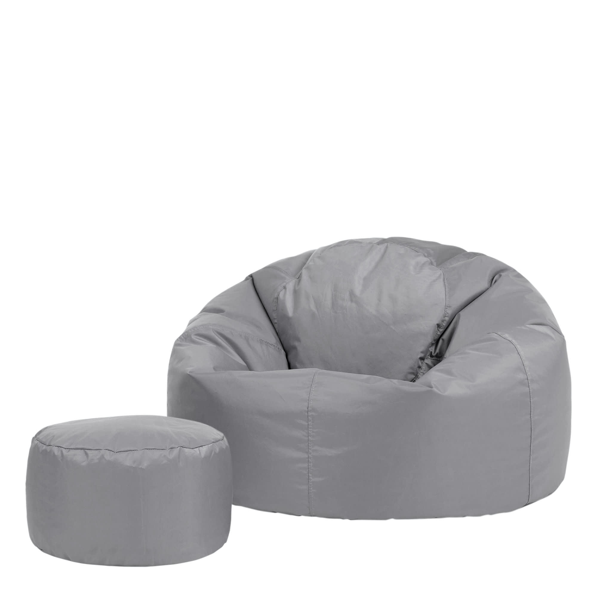 - Pouf extérieur avec repose-pieds gris clair