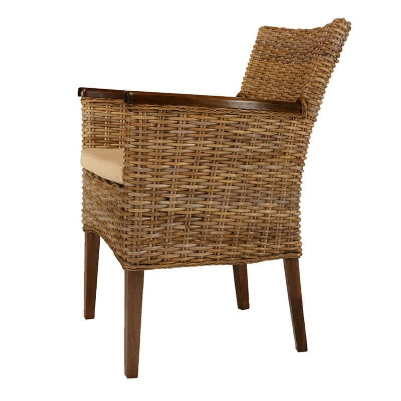 VICTORIA - Fauteuil tressé en rotin marron