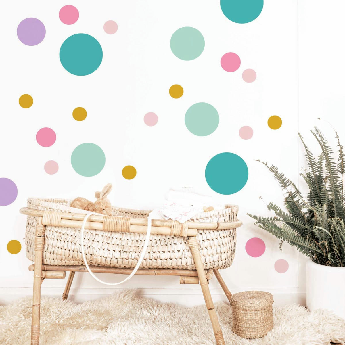 CIRCLES1 - Stickers mureaux en vinyle rondes mix rose et lilas