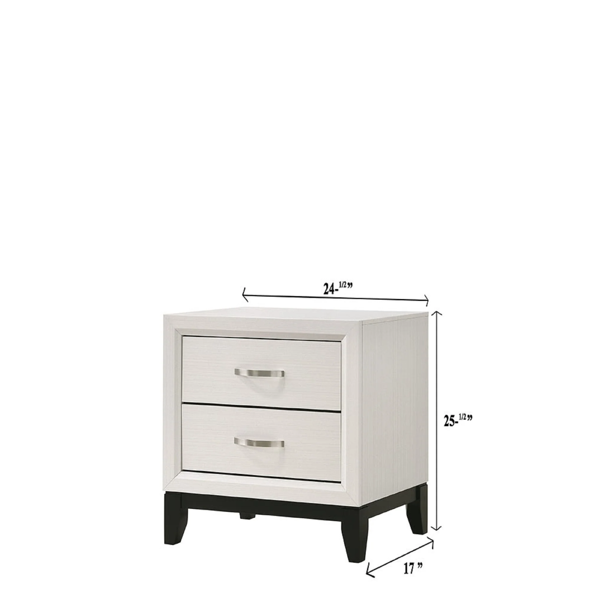 Contemporary 2-Drawer Nightstand End Table Two Storage Drawers Metal Handles Bedroom Living Room Wooden Furniture