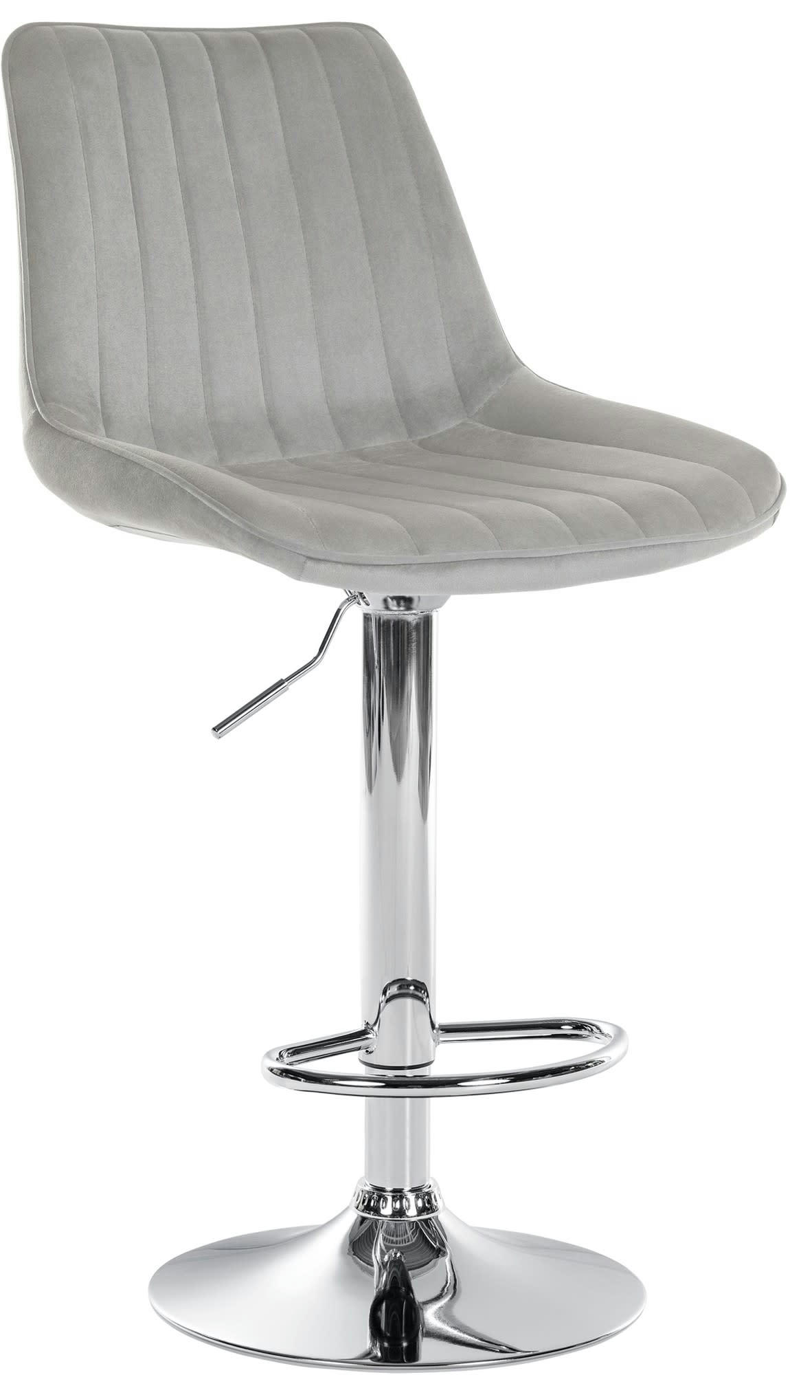 TONI - Tabouret de bar velours ajustable pivotant velours Gris