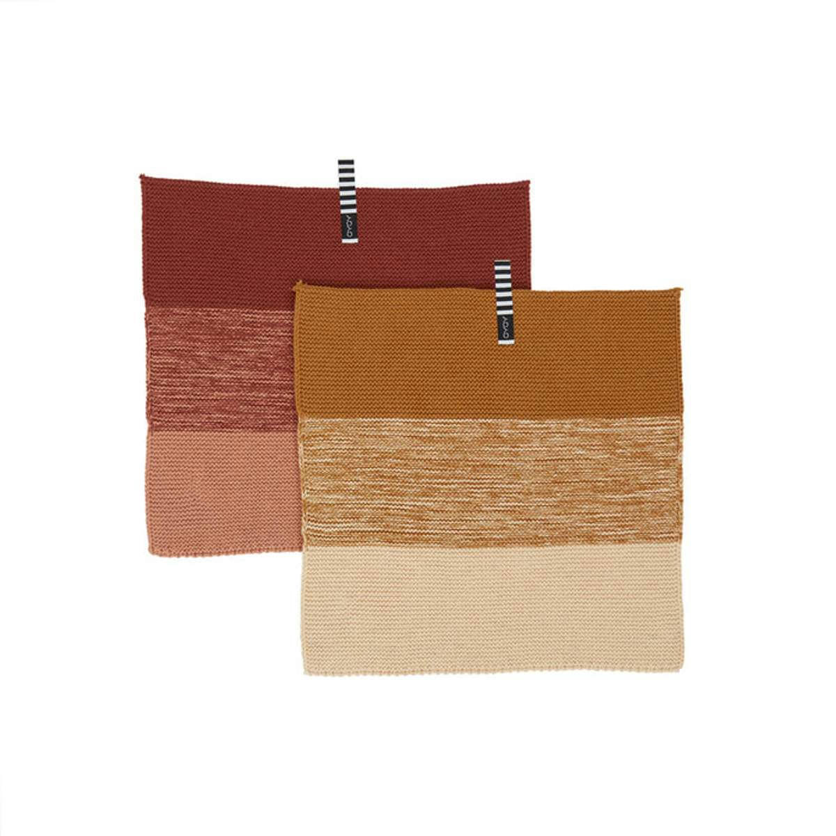 NIJI - Lot de 2 chiffons à vaisselle marron en coton organique h25x25cm