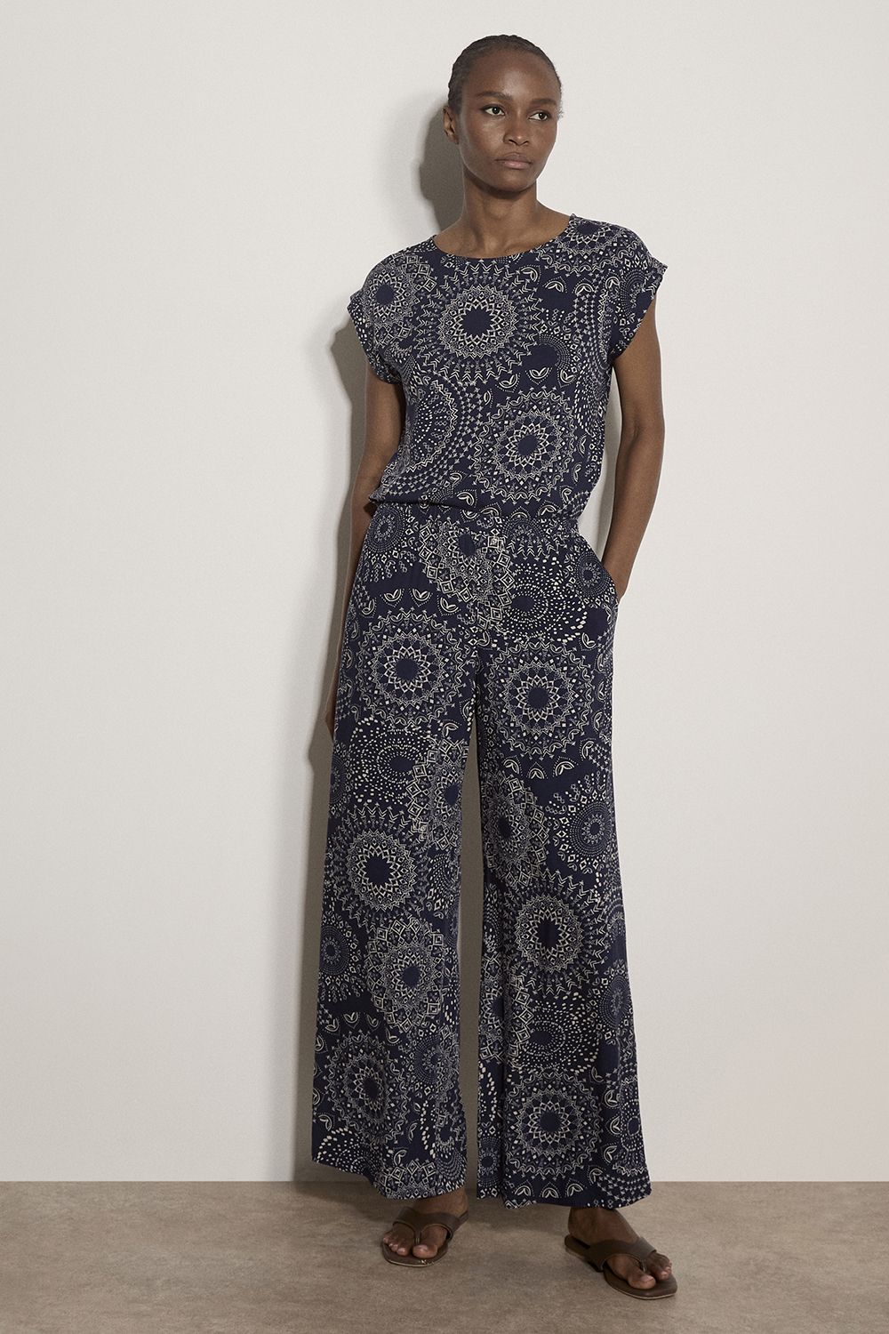 Apricot Kaleidoscope Print Woven Trousers