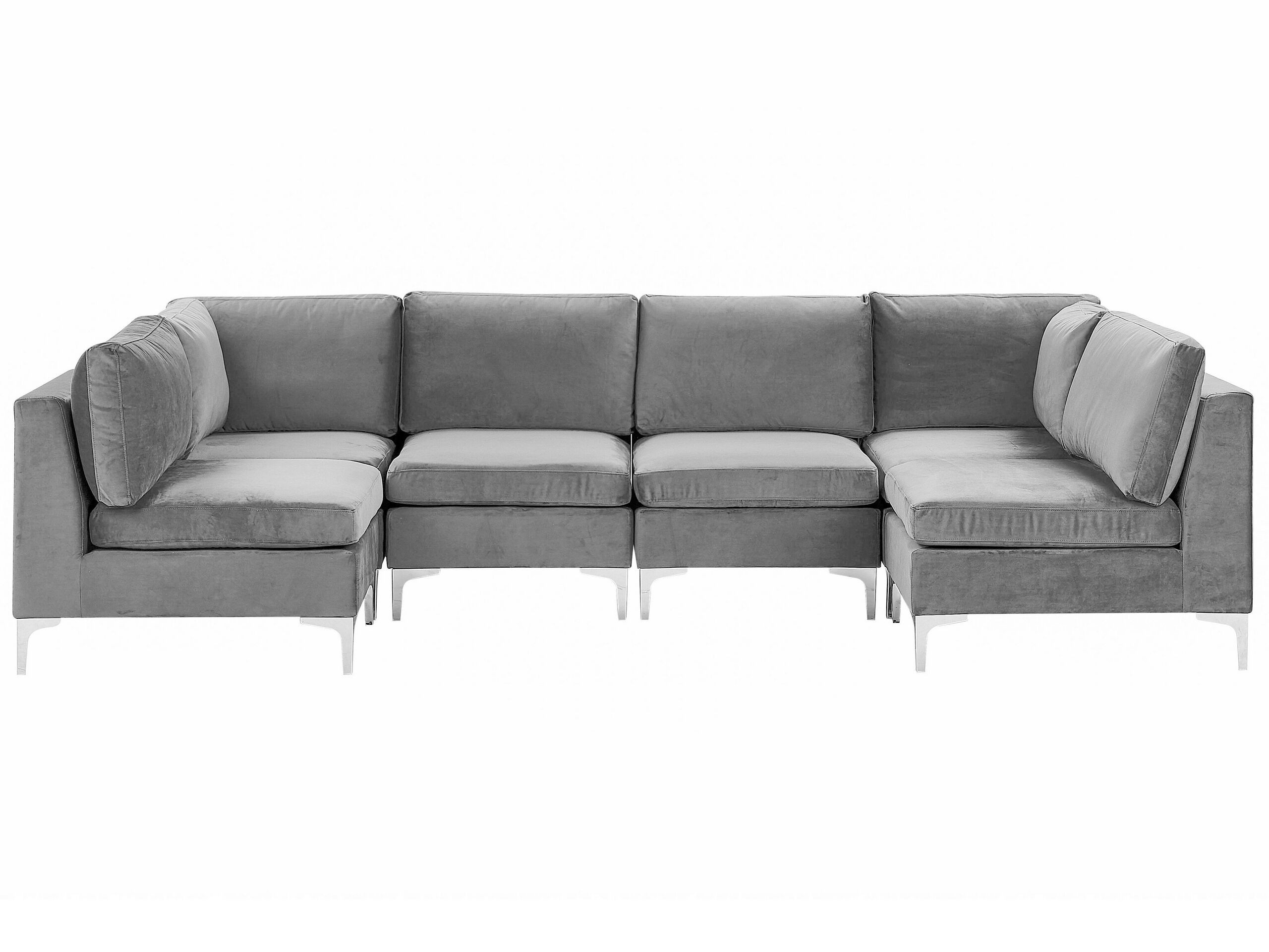 Sofa modułowa kształt U welurowa szara