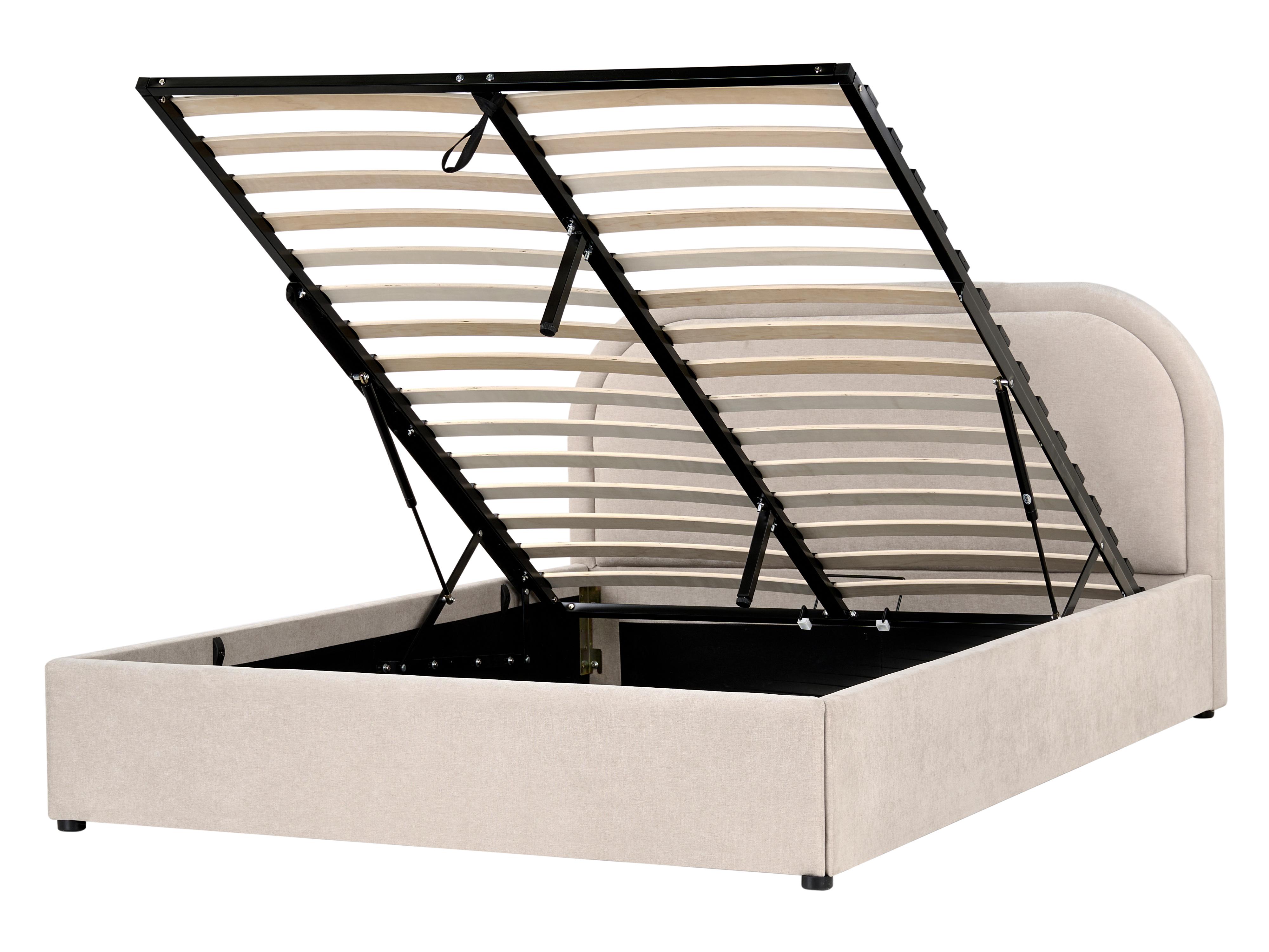Ottoman Bed Chenille QUILLIEN 140 x 200 cm (EU Double) Light Beige