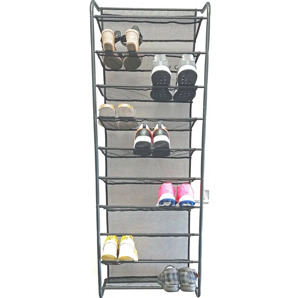 O'DADDY Hangend Schoenenrek Metaal - Voor Deur - 20x51x182 cm - Zwart