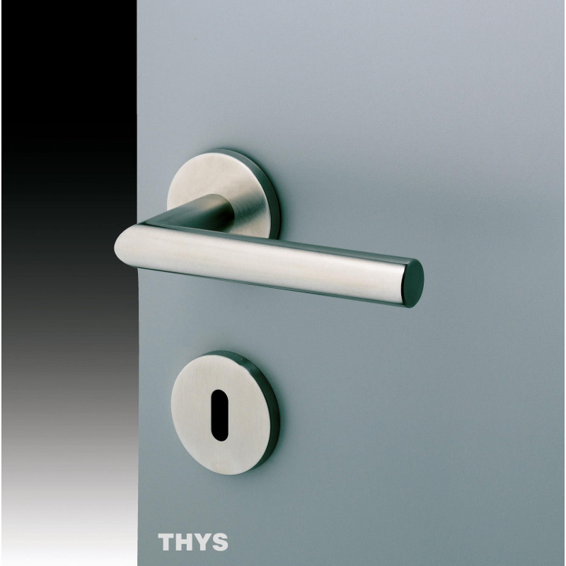 Poignée de porte avec rosace Linéa Trendy 35 en acier inoxydable 2 pièces THYS