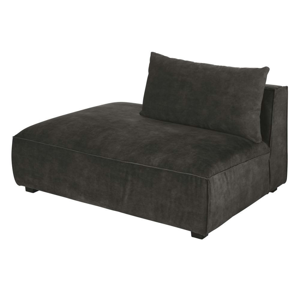 Barack - Méridienne gauche pour canapé modulable en velours marbré gris foncé