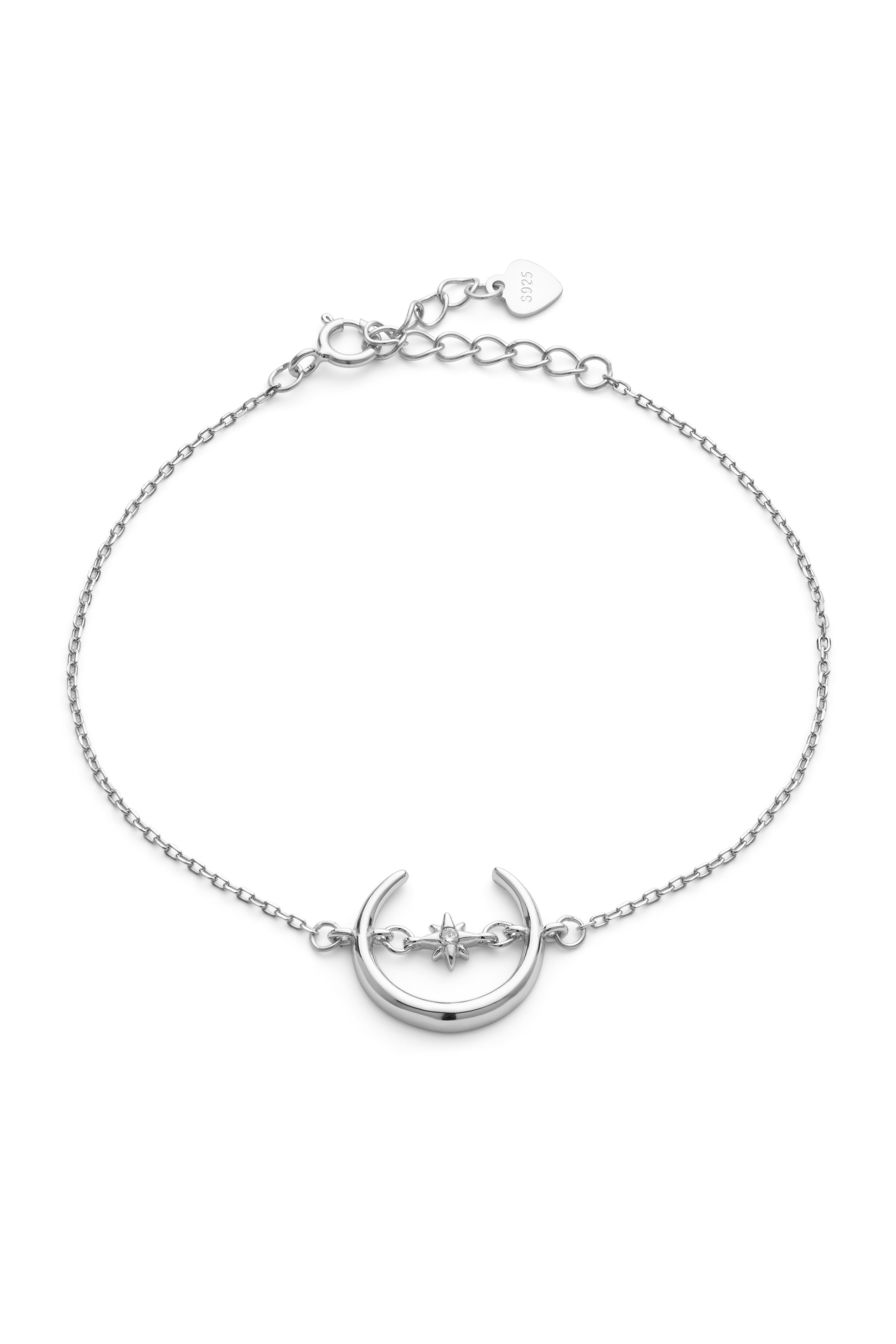 Elk & Bloom Sterling Silver Crescent Moon and Star Bracelet