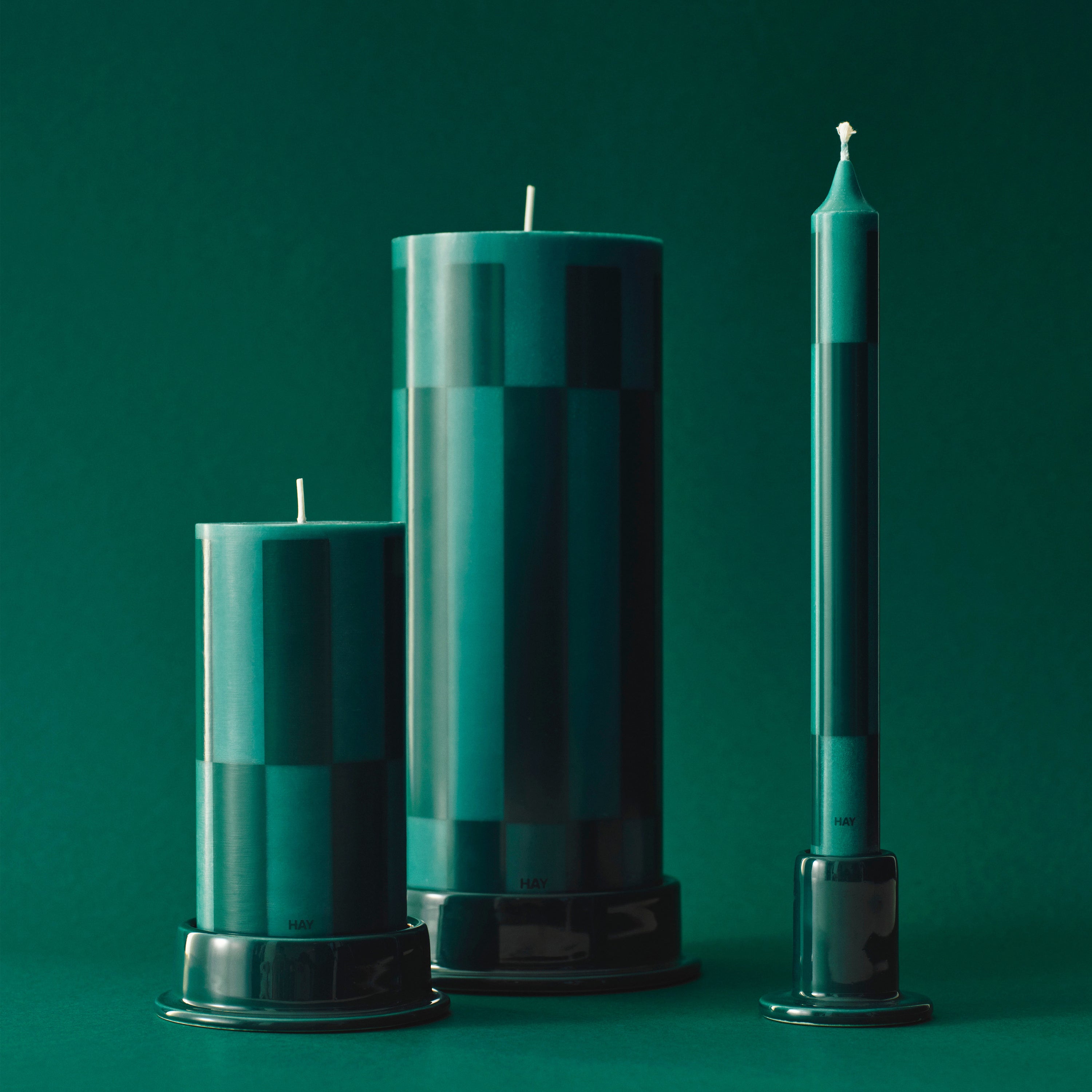 HAY Pattern Kaarsen - Set van 4 - Groen / Bordeaux