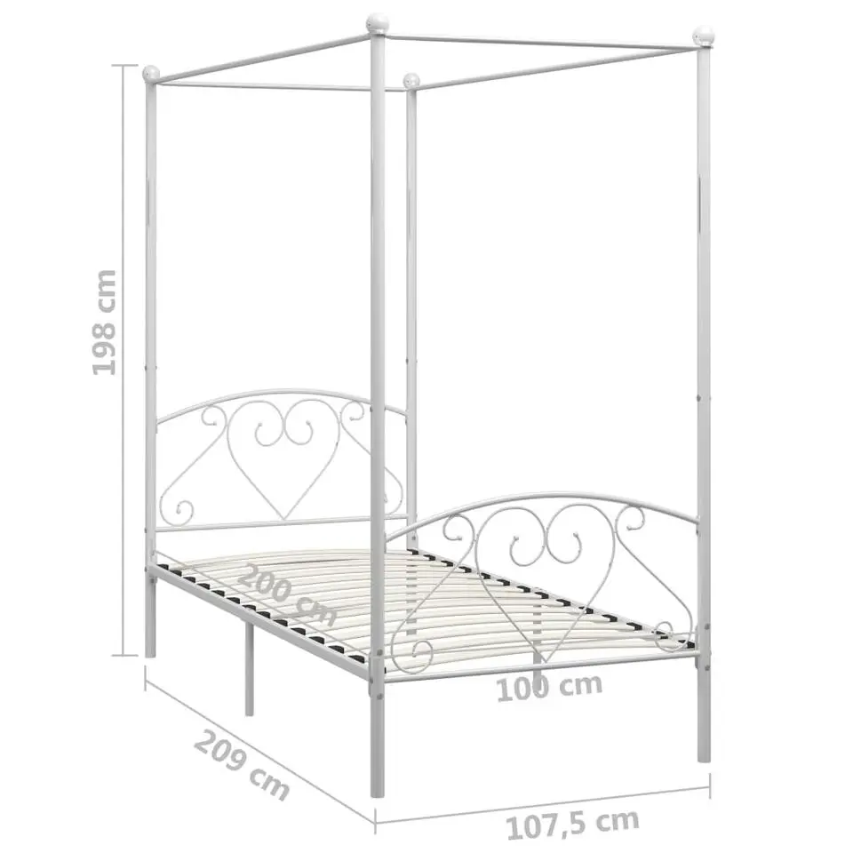 vidaXL - Hemelbed met hoofdbord - Wit - Metaal - 100x200 cm