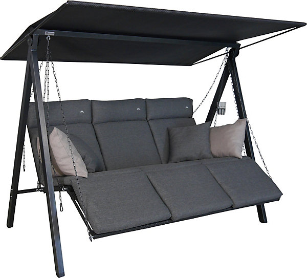 balancelle Lounge Smart - balancelle de jardin pour s'asseoir, s'allonger et se détendre, avec fonction lit, gris