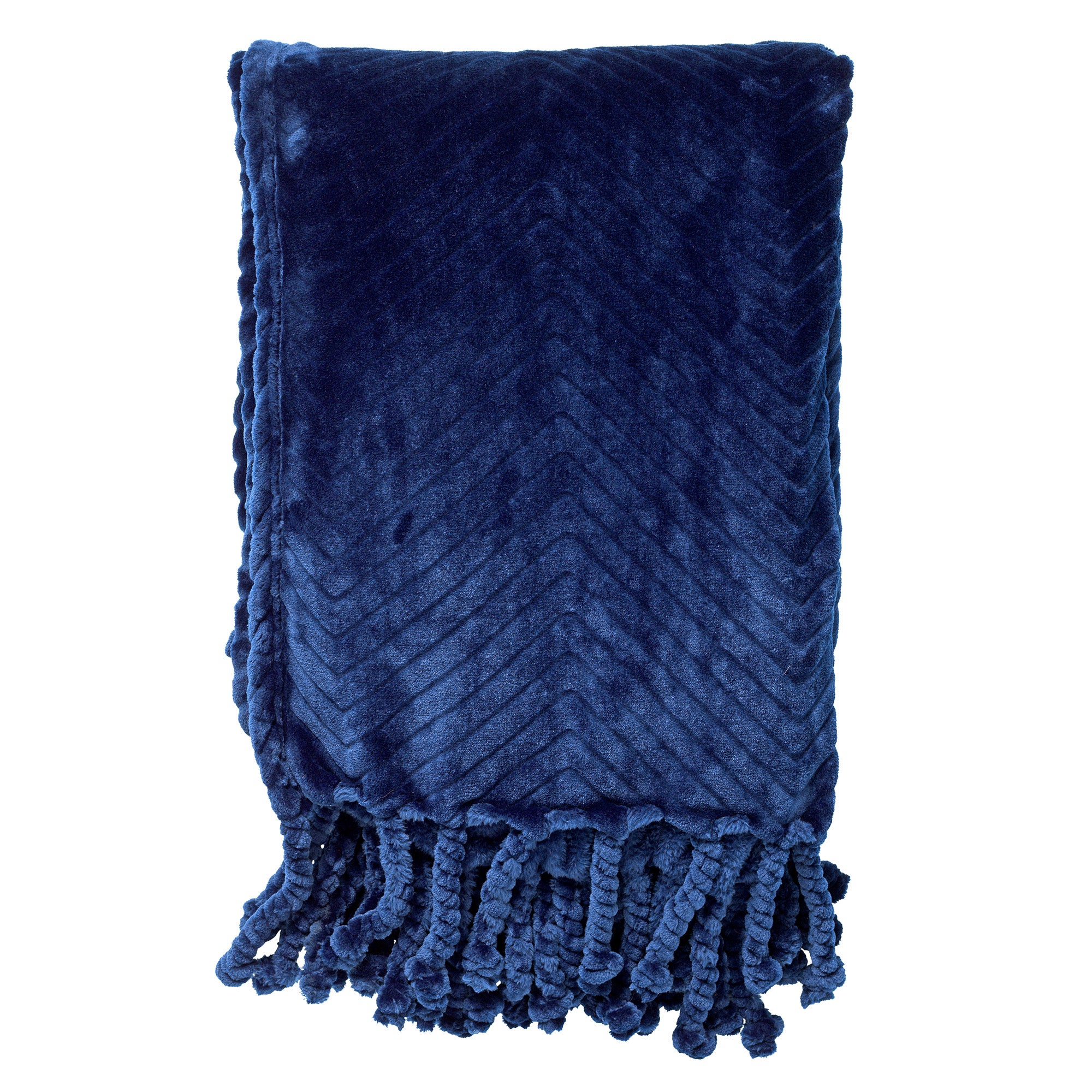 ZIGGY - plaid 140x180 cm - fleece - zigzagpatroon - Insignia Blue - blauw