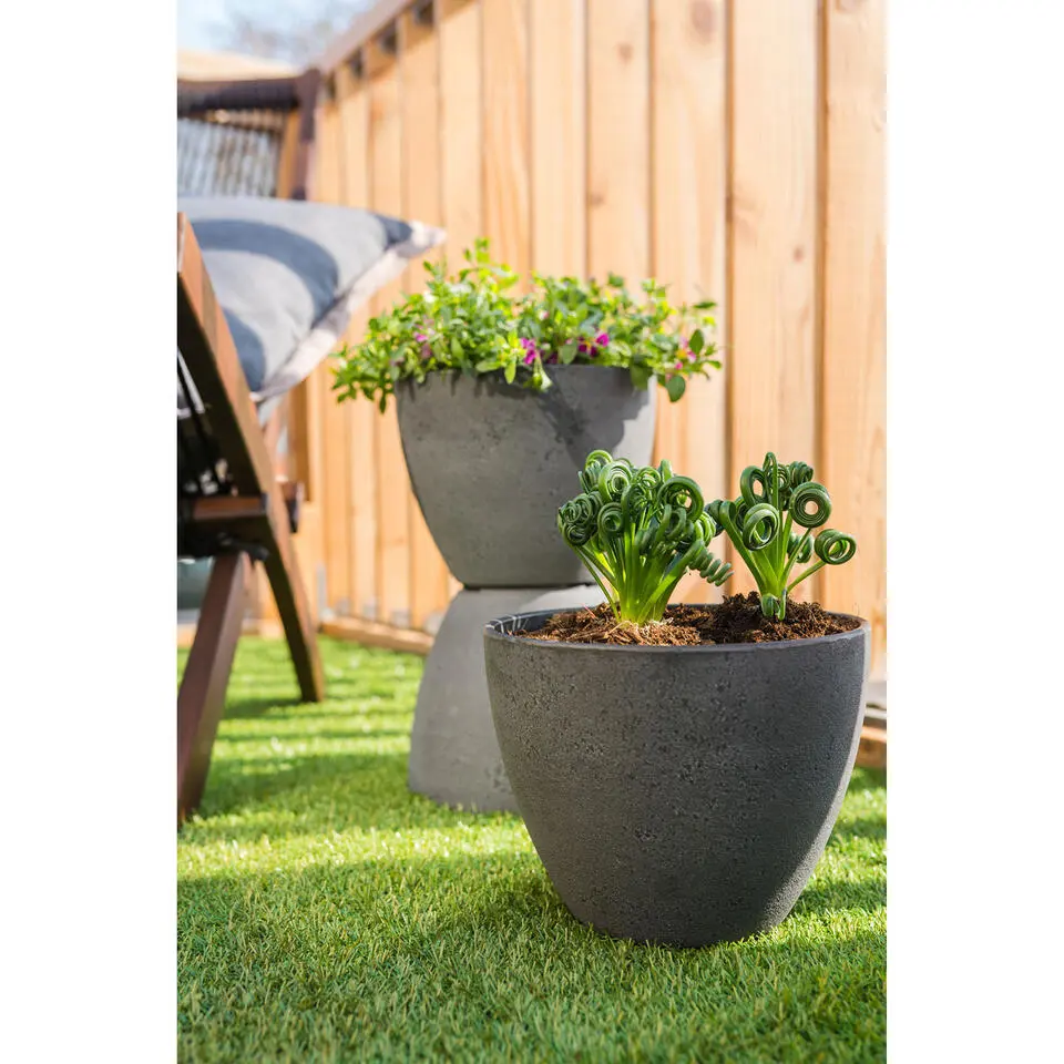 Ter Steege Bloempot - gerecycled kunststof - grijs - 29 x 22 cm