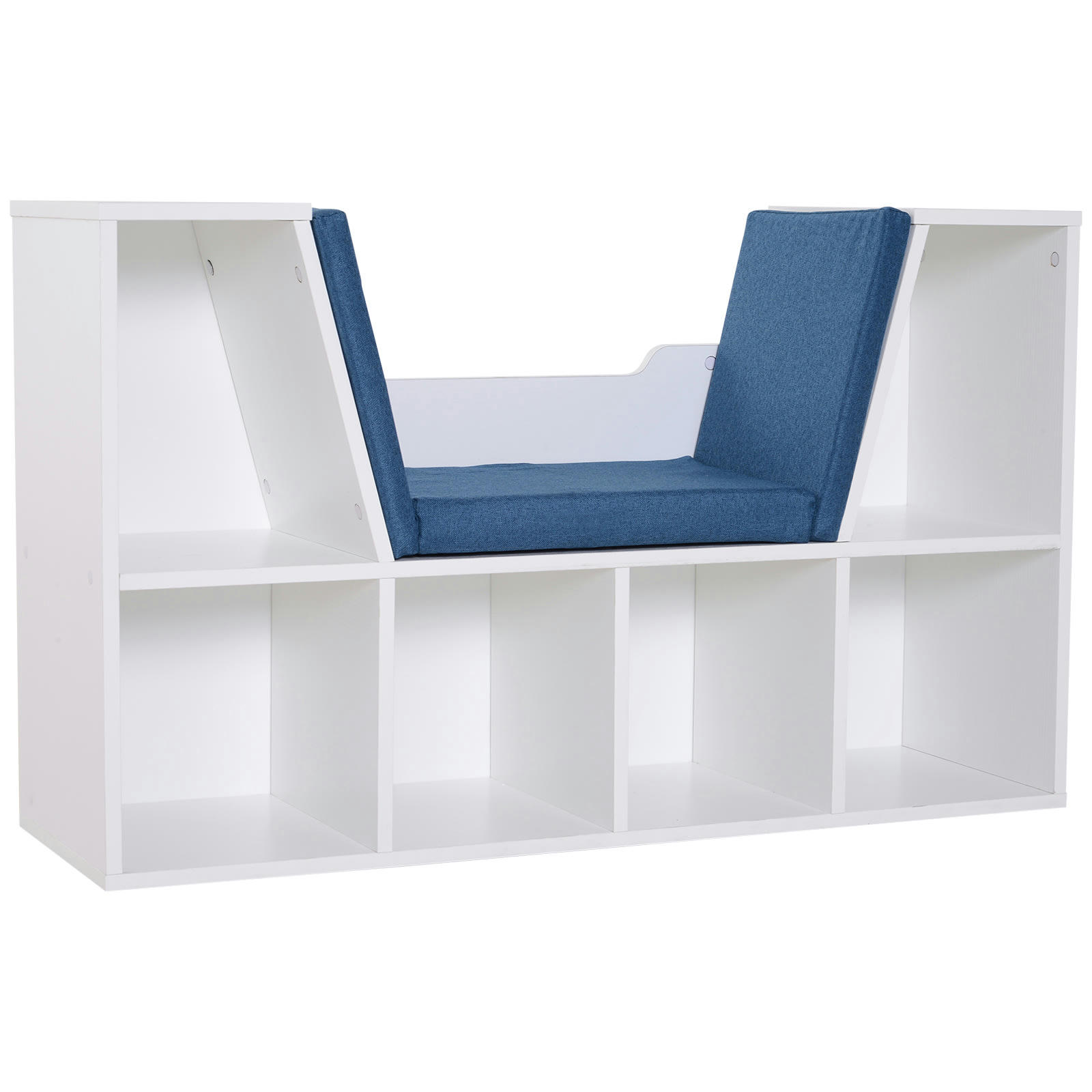 - Bibliothèque banc 2 en 1 - 6 casiers coussins inclus