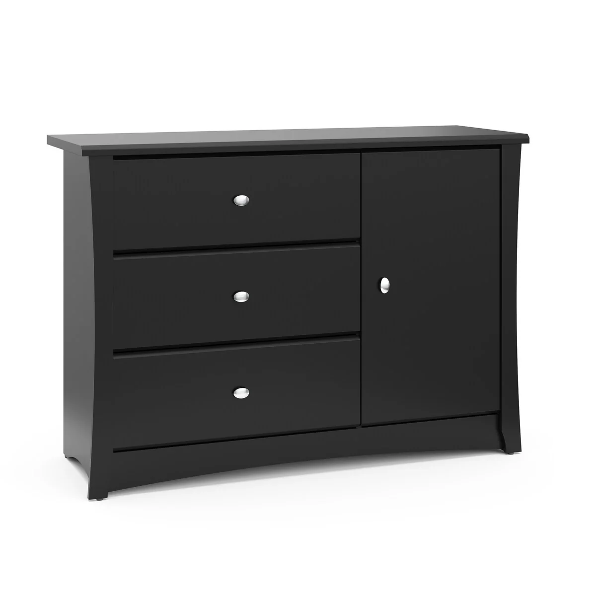Storkcraft Crescent 3 Drawer Combo Dresser - 3 Spacious Drawers, Cabinet with 2 Concealed Shelves