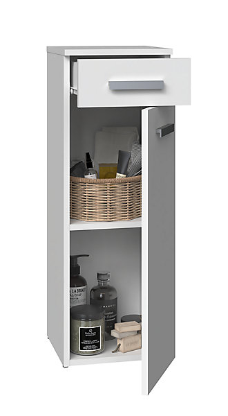 JOKKE - Meuble salle de bain 1 porte   1 tiroir - 30x30x85cm - Colonne basse rangement SDB