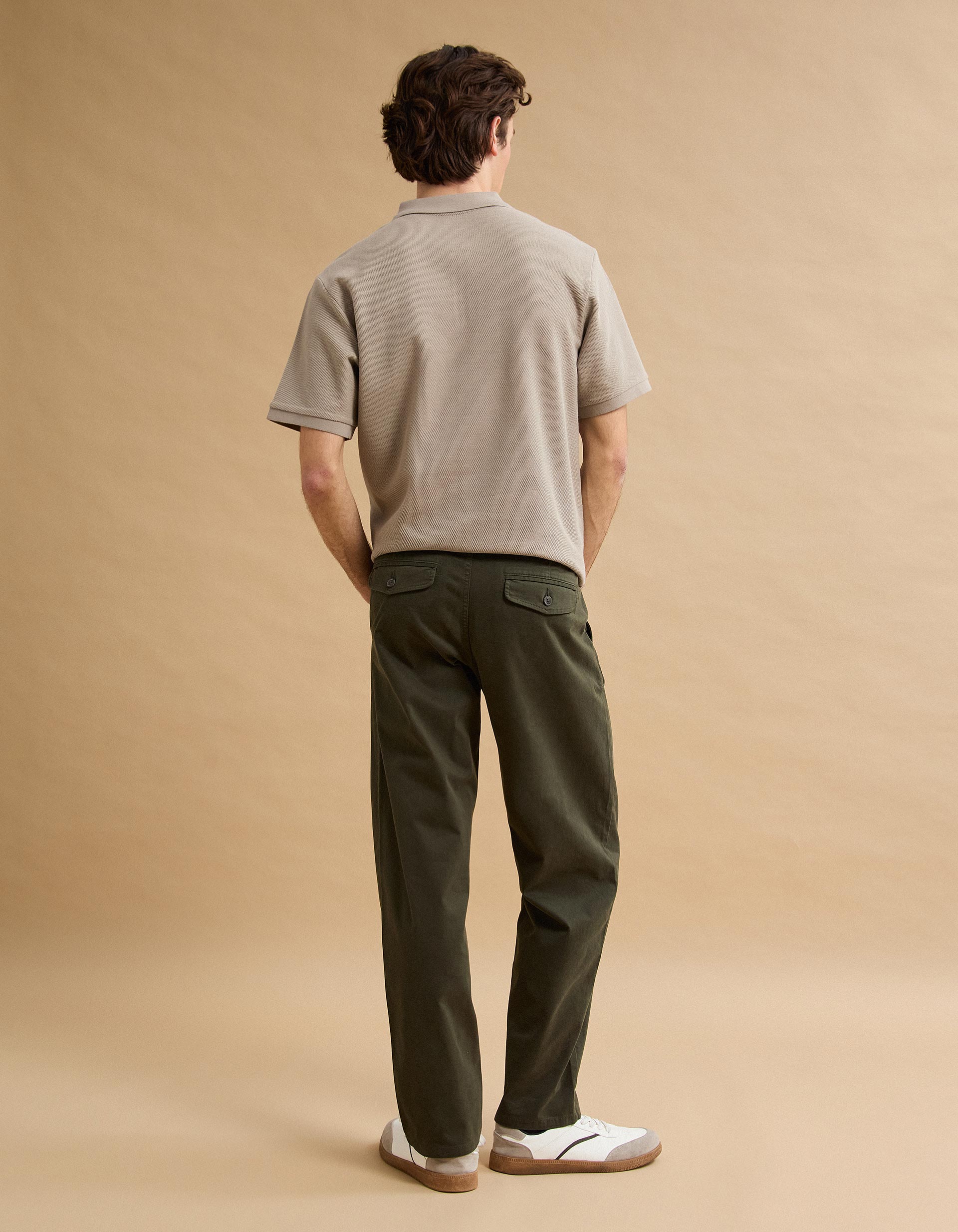 Calças Chino 'Straight Fit', Homem, Verde Escuro