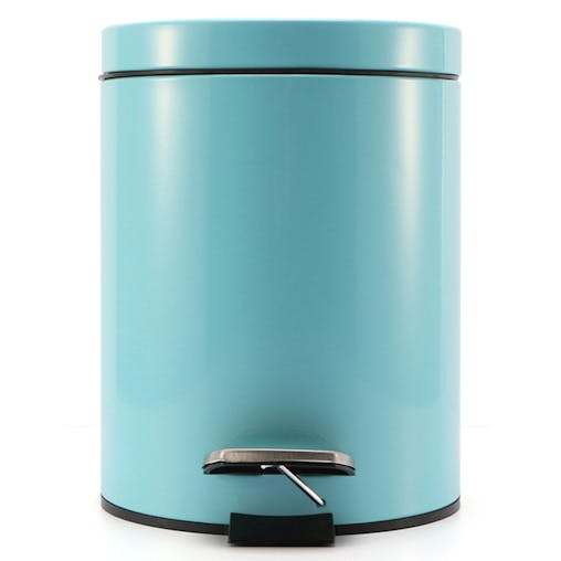 SOGA 7L Modern Foot Pedal Trash Bin Waste Kitchen Bathroom Stainless Steel Round Blue