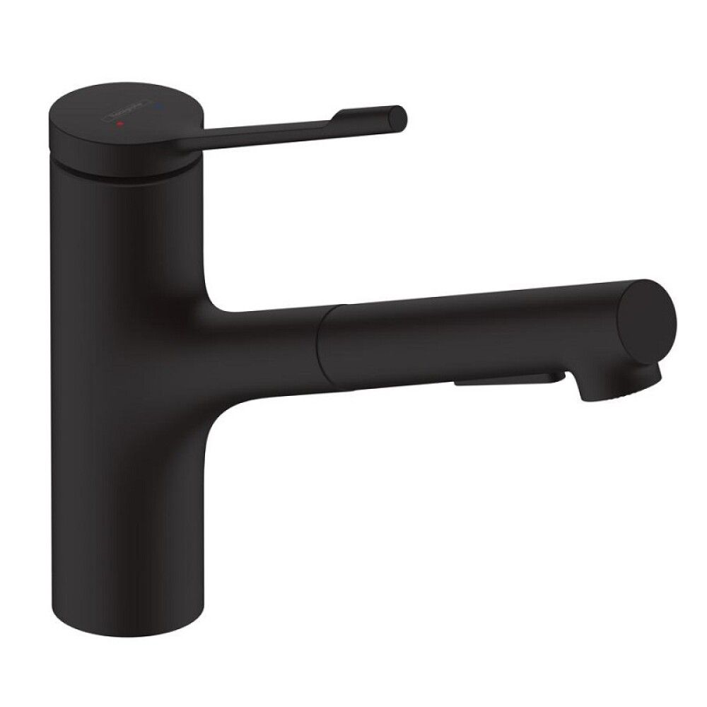 KJØKKENBATTERI HANSGROHE ZESIS LEAN M34 SVART M/UTTREKKSTUT