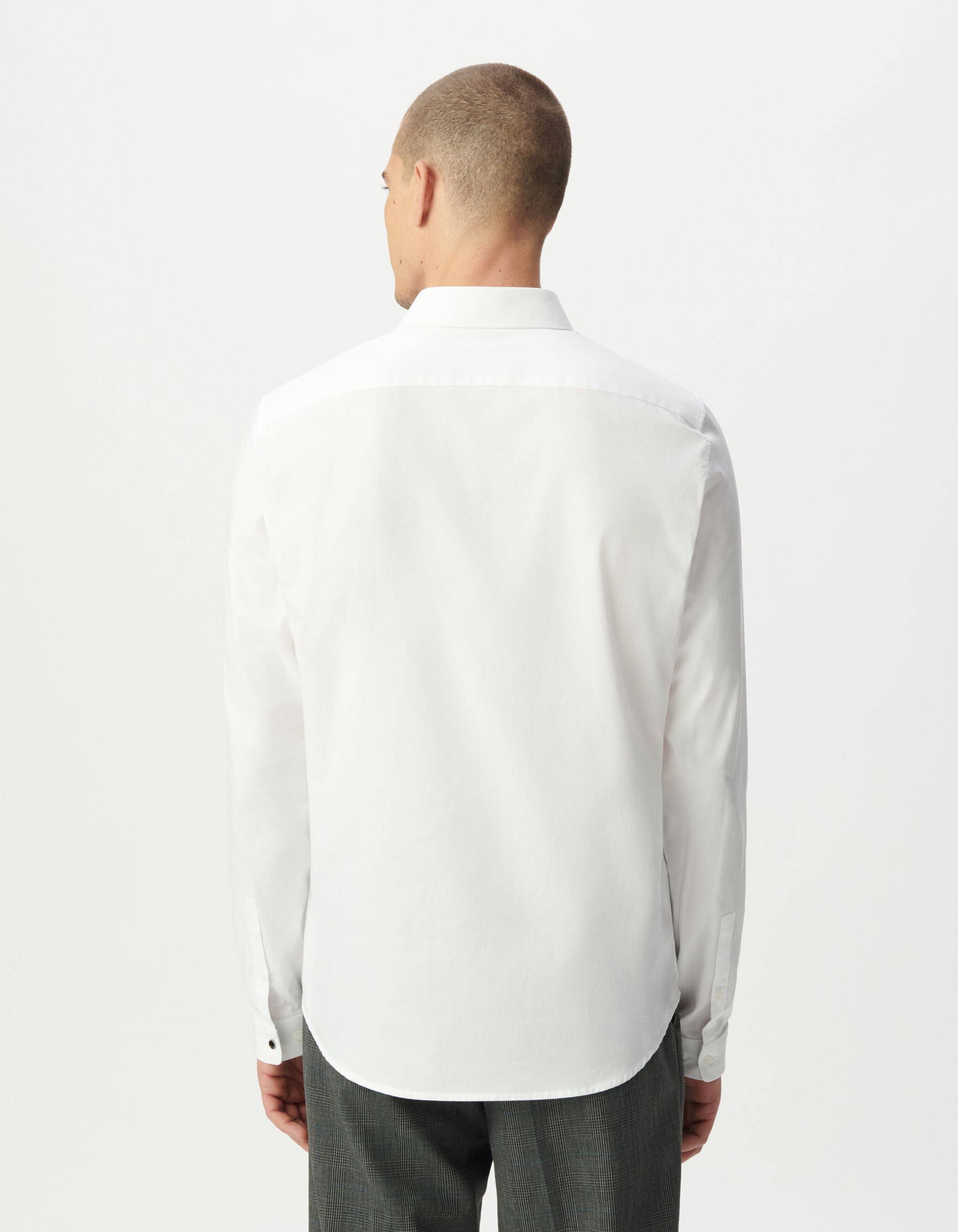 Chemise slim blanche coton bio boutons cachés Homme