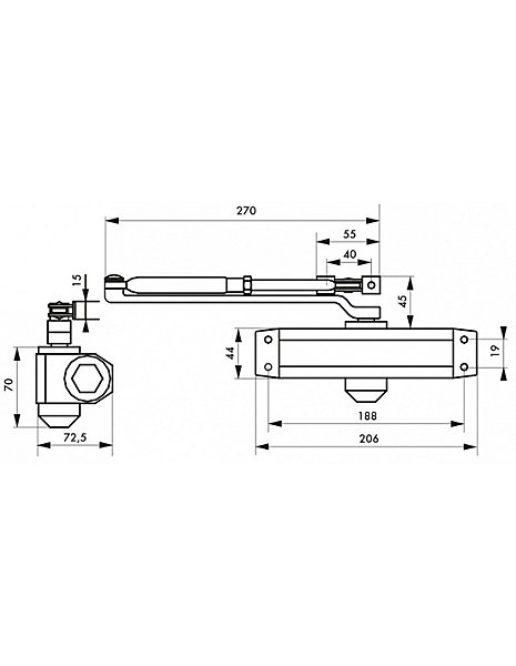 Ferme-porte automatique hydraulique force 4, noir - THIRARD