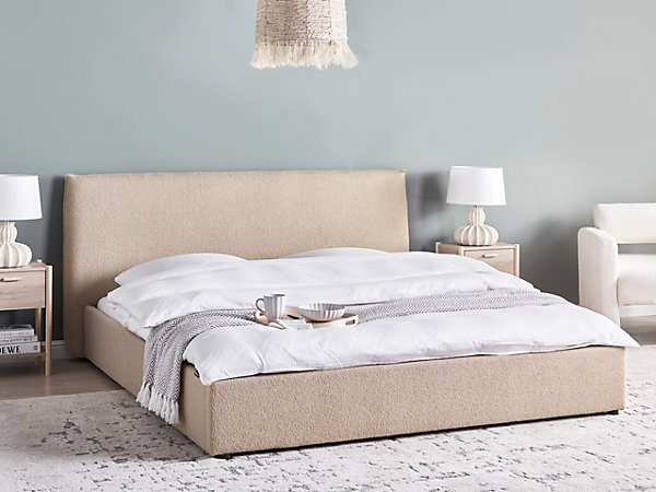 Lit avec sommier Bouclé LAVAUR 180 x 200 cm Taupe