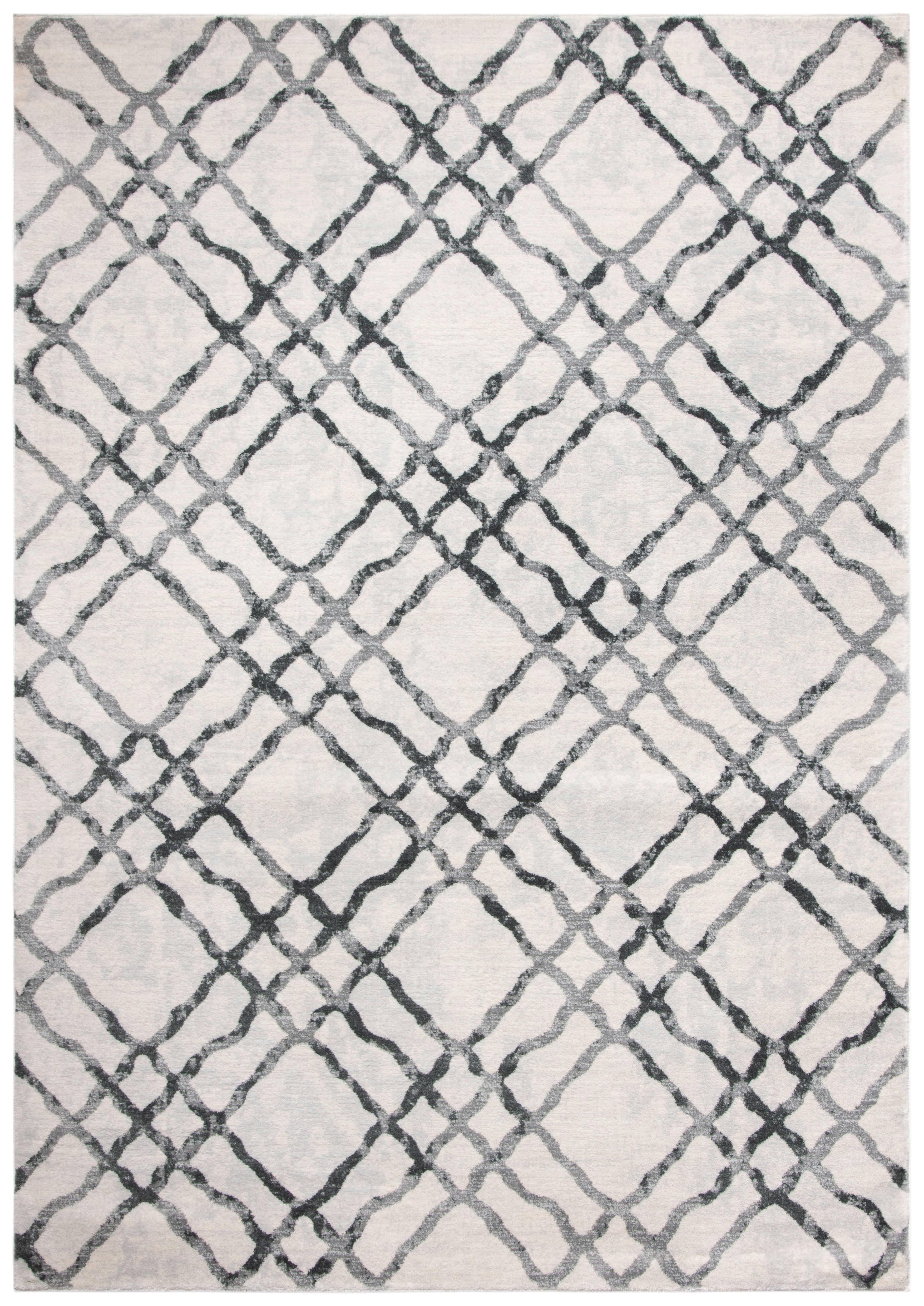 ISABELLA - Tapis de salon interieur en ivoire & gris, 160 x 231 cm