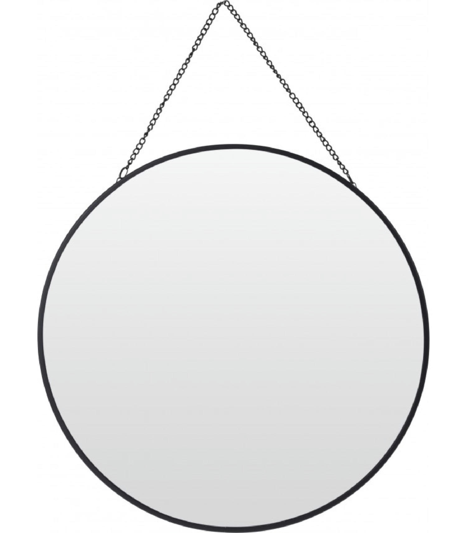 ROND - Miroir noir suspendu avec chaînette D29