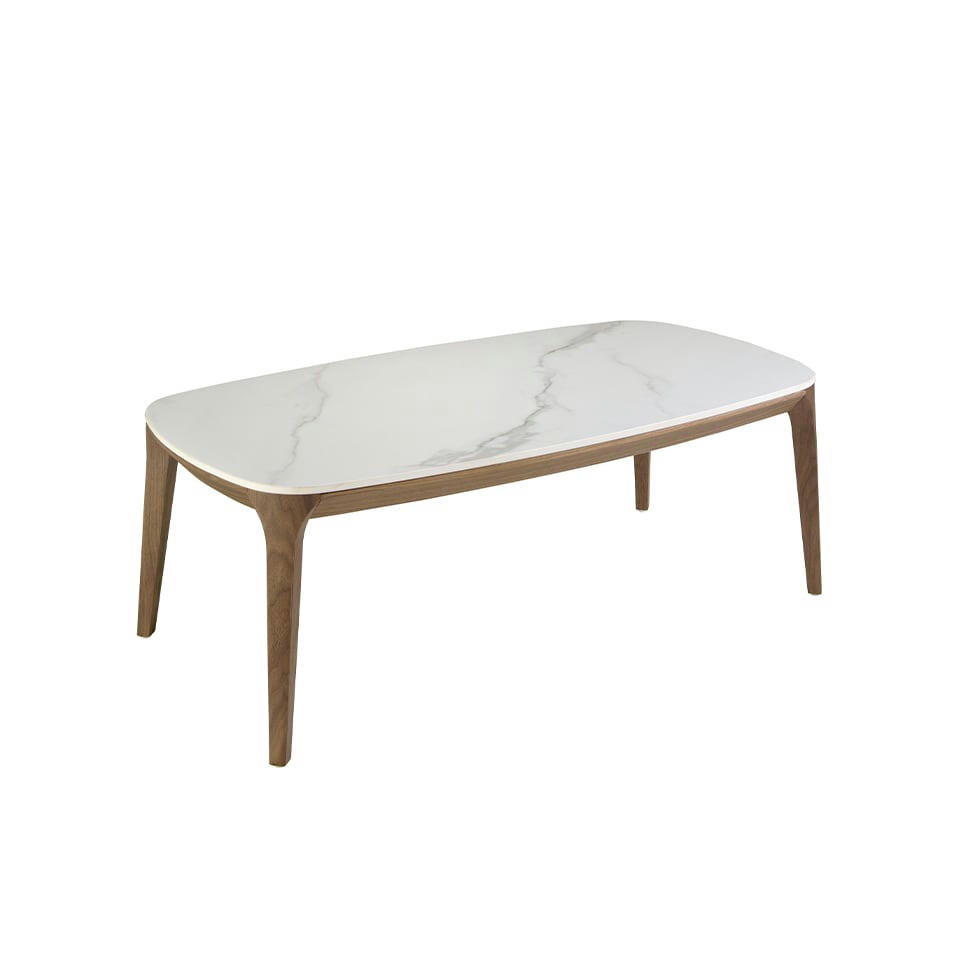- Table ovale en marbre et noyer