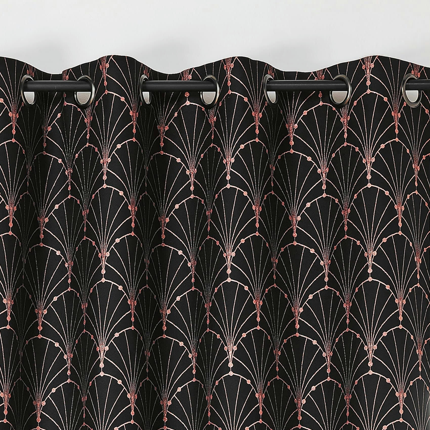 - Rideau aux impressions métallisées polyester orange 140x260 cm