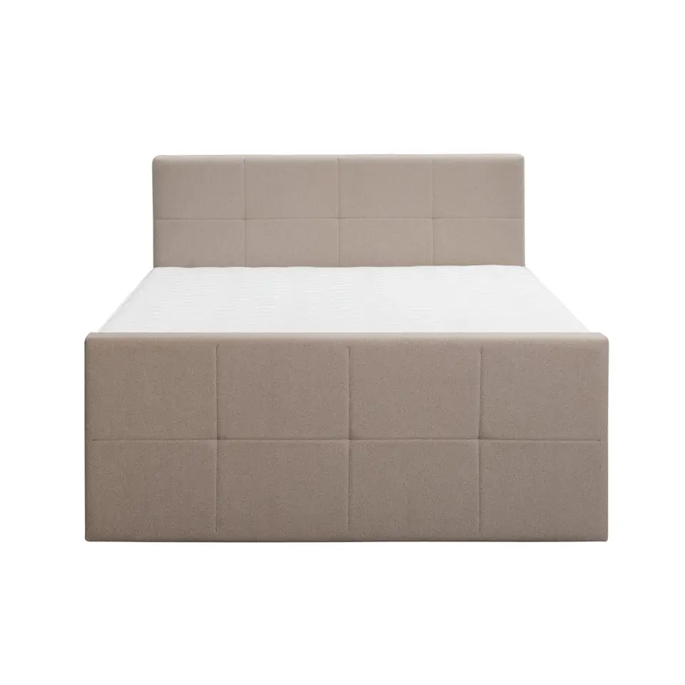 Boxspring met voetbord Liv geblokt - beige - 180x200 cm - slanke poot