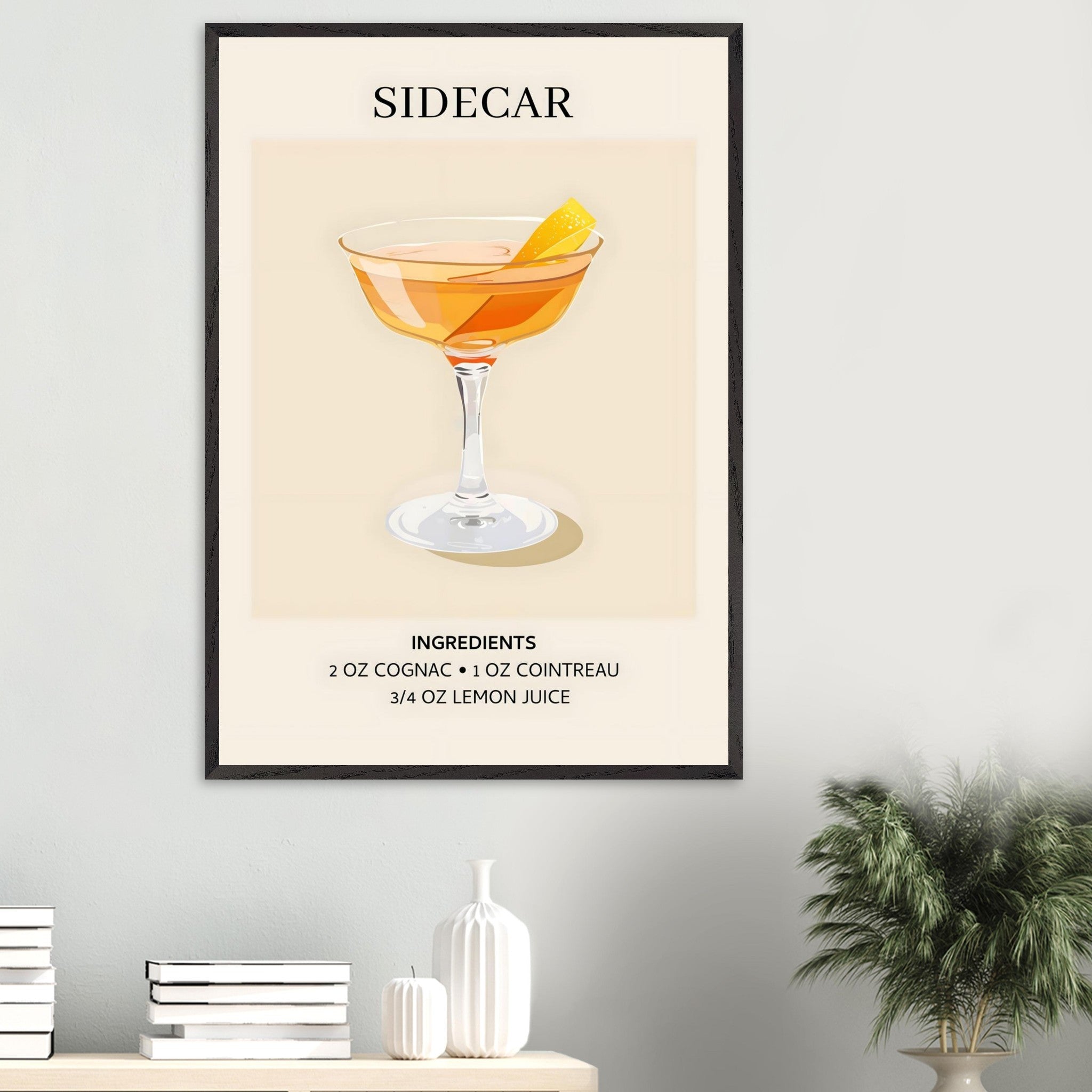 Artfulprints Poster Sidecar cocktail I - Ingrediënten  - 70x100 cm - Oranje