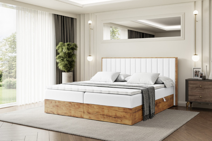 Łóżko kontynentalne z pojemnikiem i materacem H3 LOLLI4 - 120x200cm