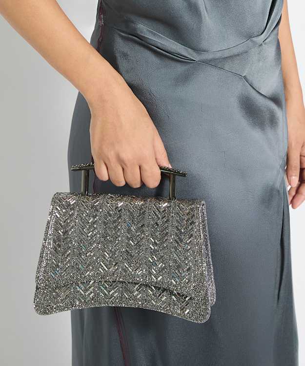 Bedazzle Pewter - Embellished Top-Handle Bag