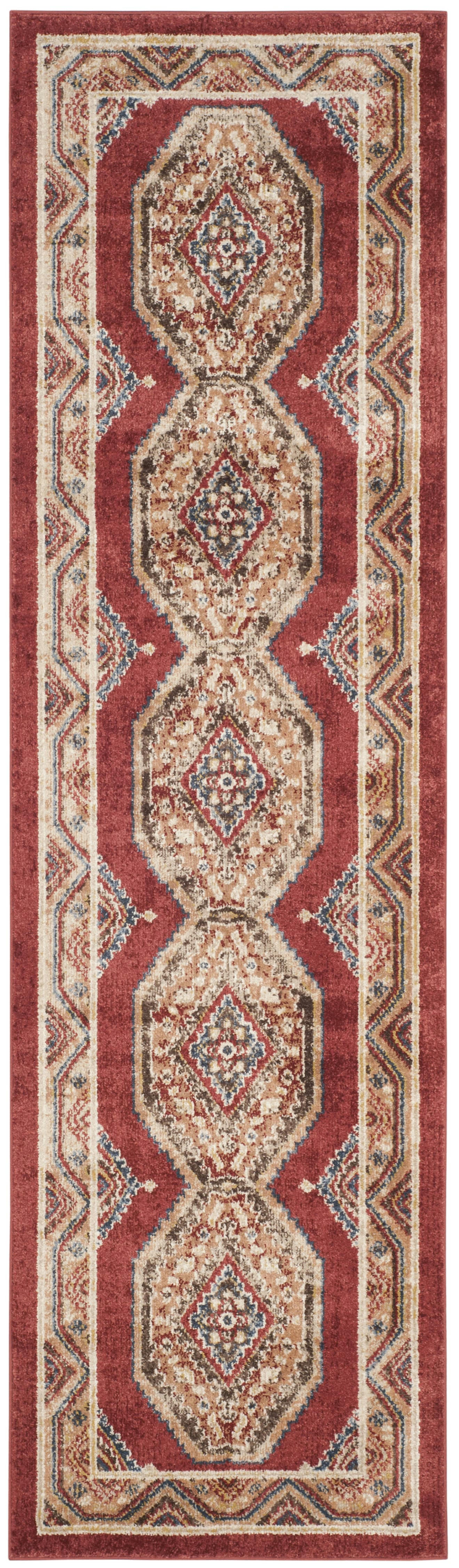 BIJAR - Tapis de salon interieur en rouge & rouille, 69 x 244 cm