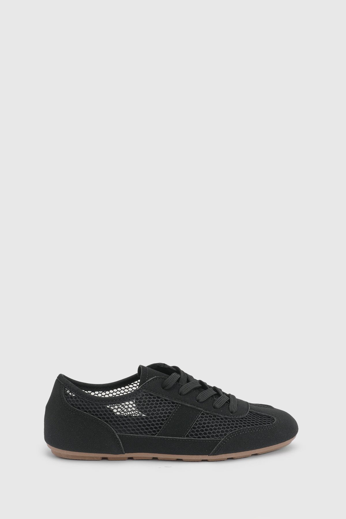 Oasis Tracie Faux Leather Mesh Lace Up Trainers