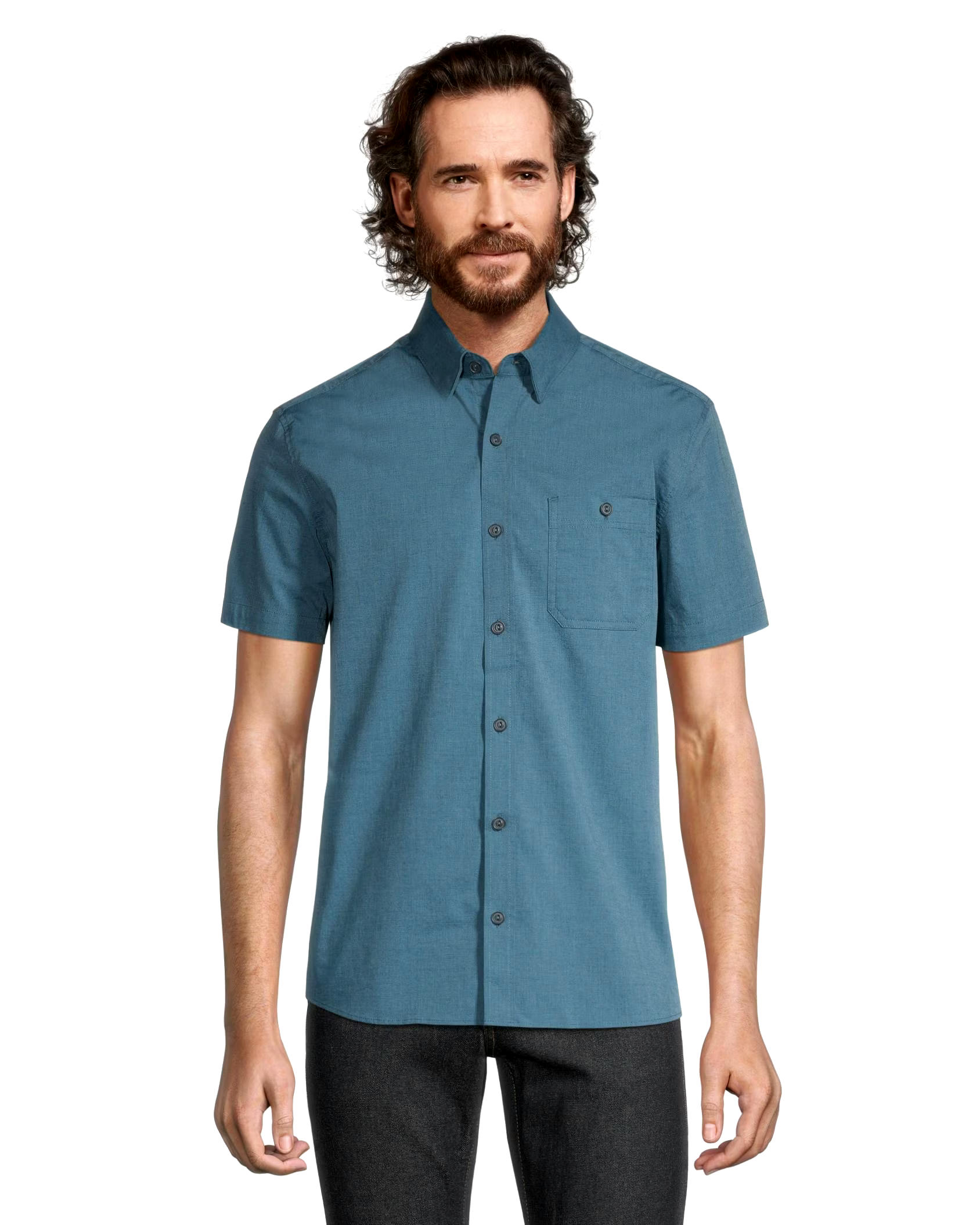 Denver Hayes Men's Premium End on End Modern Fit Short Sleeve Shirt