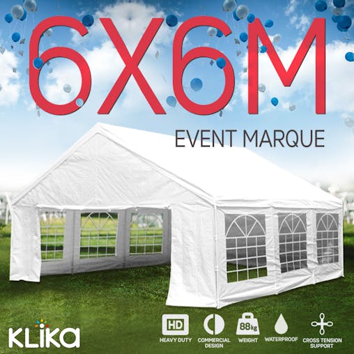 NNEDPE Wallaroo 6x6m Outdoor Event Marquee Gazebo Party Wedding Tent - White