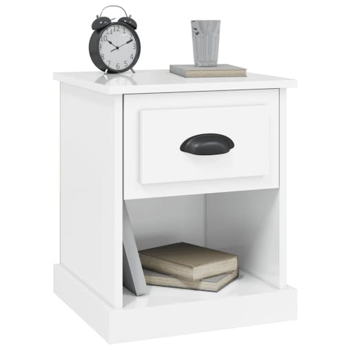NNEVL Bedside Cabinets 2 pcs High Gloss White 39x39x47.5 cm Engineered Wood