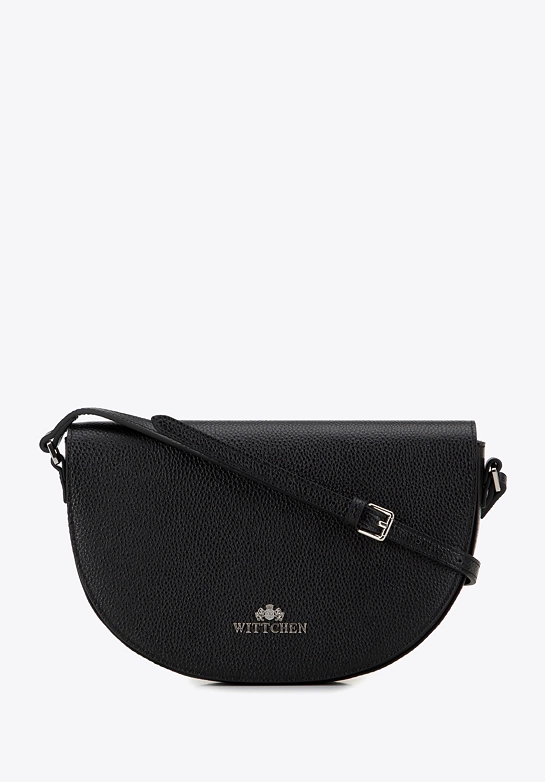 Damska saddle bag z groszkowanej skóry czarno-srebrna