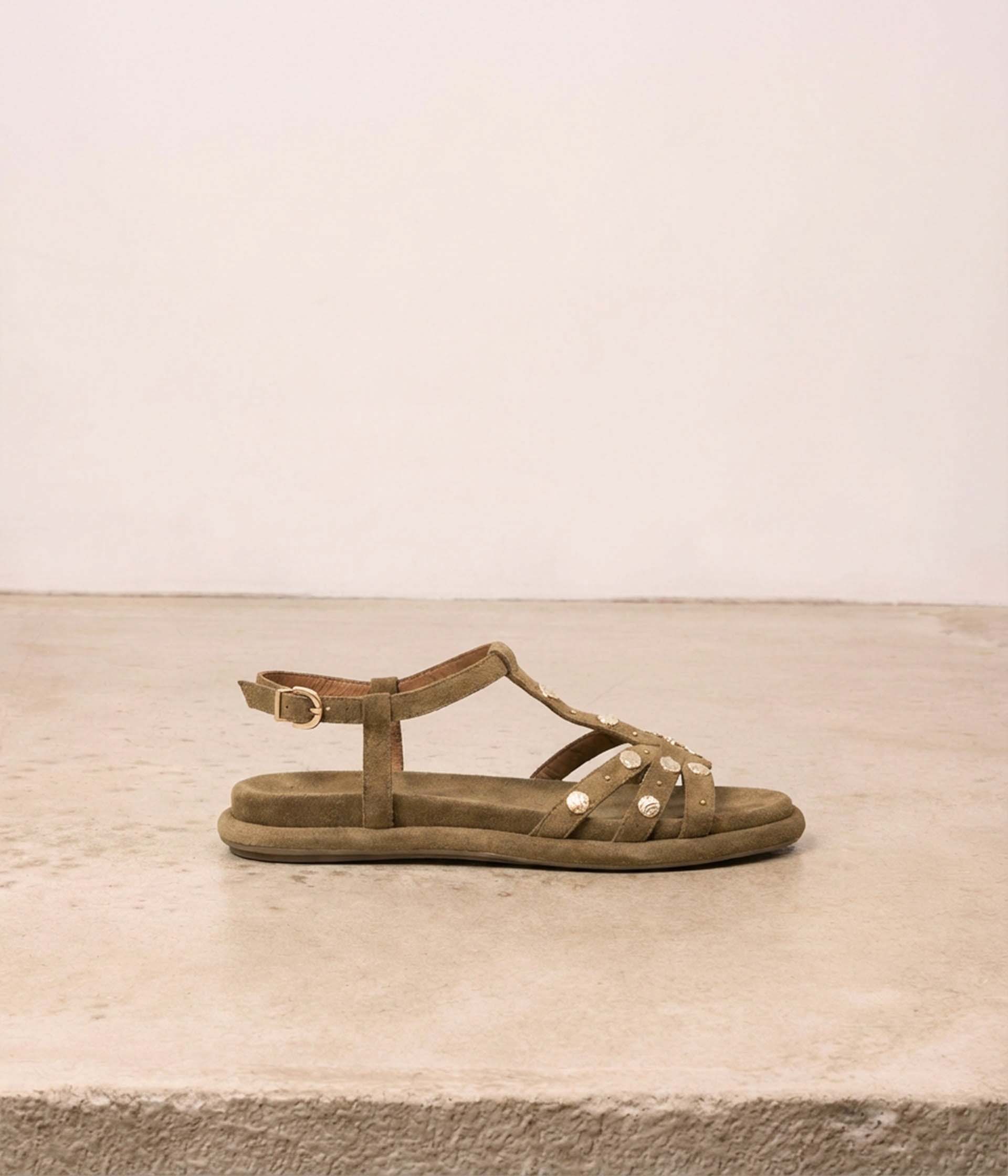 Sandales velours olive Seville