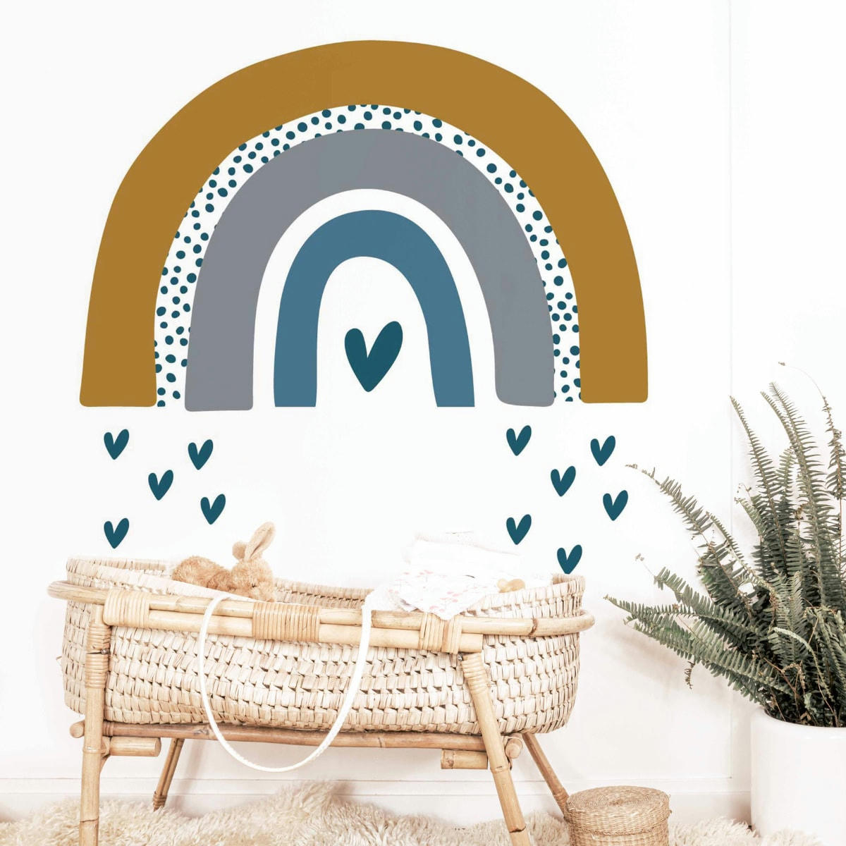 RAINBOWS1 - Stickers muraux en vinyle arc en ciel bleu et moutarde