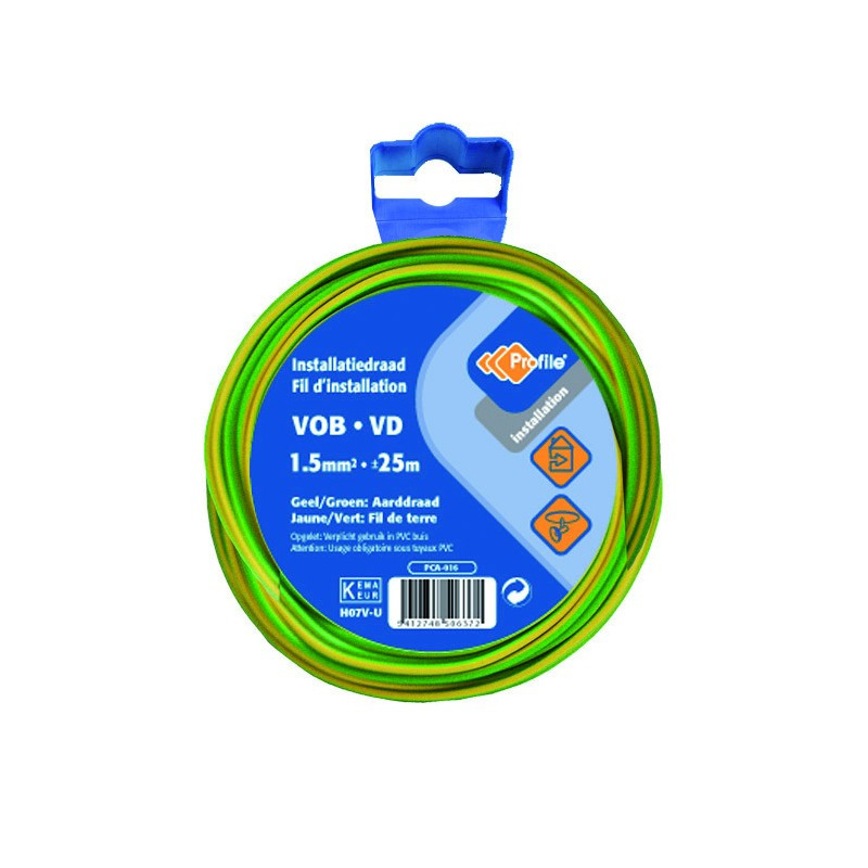 Câble VOB 1.5 mm² jaune et vert 25 m PROFILE